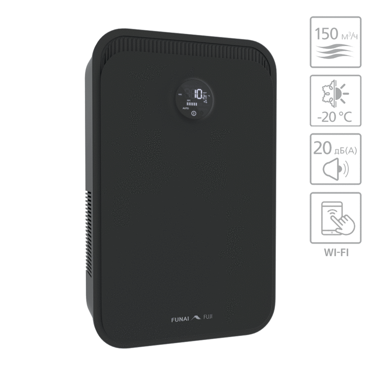 Приточно вытяжная установка с рекуператором FUNAI серии FUJI ERW-150X.D BLACK